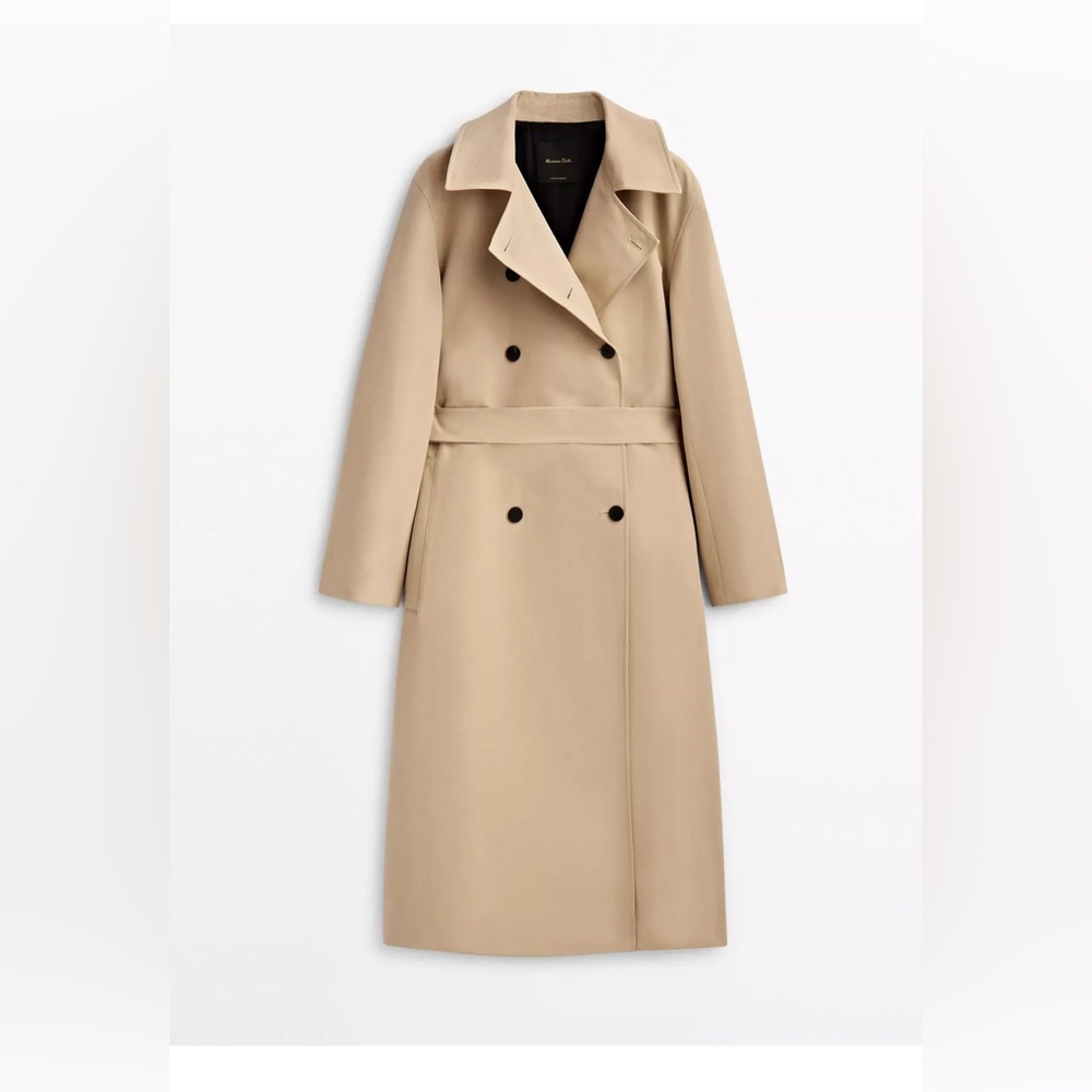 ZARA MASSIMO DUTTI TRENCH COAT WITH BELT DARK MINK SZ XS